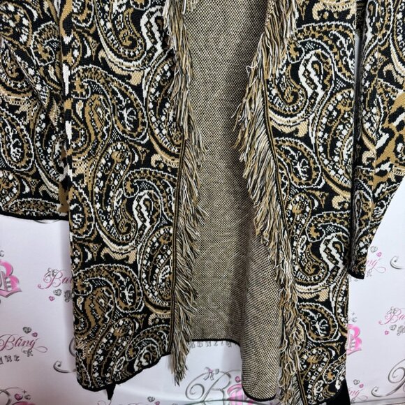 Nada Del Riccio cardigan wrap belted belt sweater fringe made in Italy brand new - Picture 13 of 16